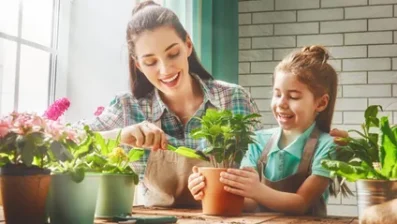 Foster parent working with foster child